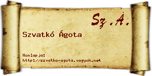 Szvatkó Ágota névjegykártya